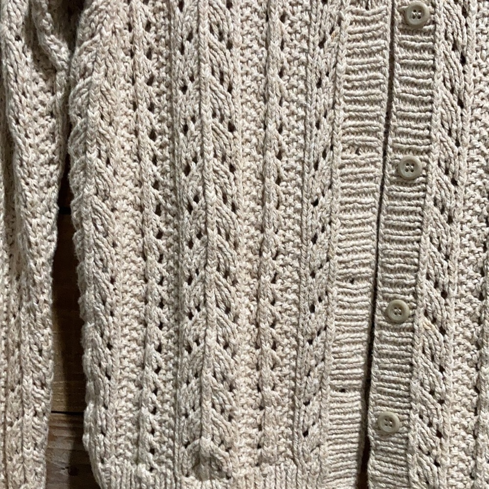 EddieBauer Oatmeal Chunky Button Up Shawl Sweater - Picture 5 of 6